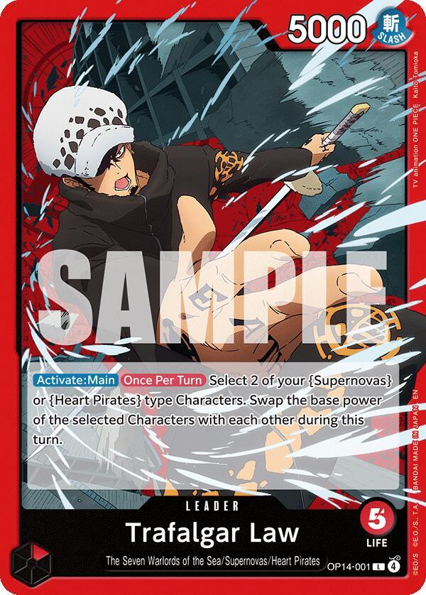 Trafalgar Law OP14-001 card from The Azure Sea's Seven
