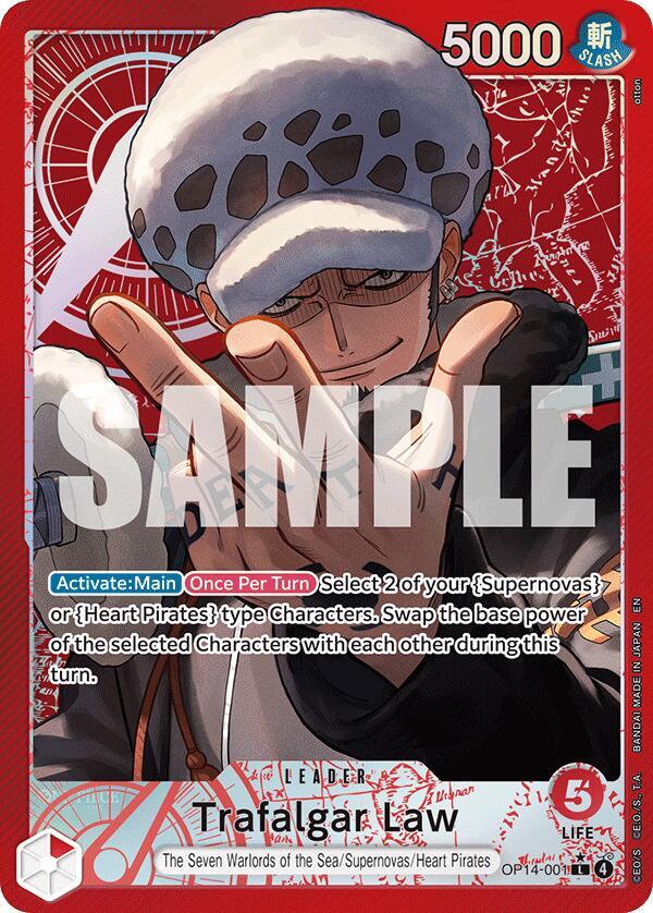 Trafalgar Law (Alternate Art) OP14-001 card from The Azure Sea's Seven
