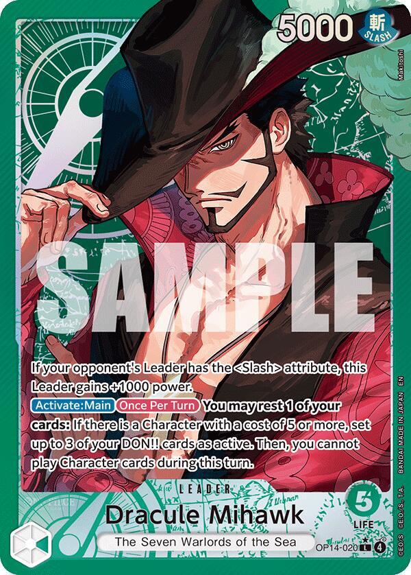Dracule Mihawk (Alternate Art) OP14-020 card from The Azure Sea's Seven