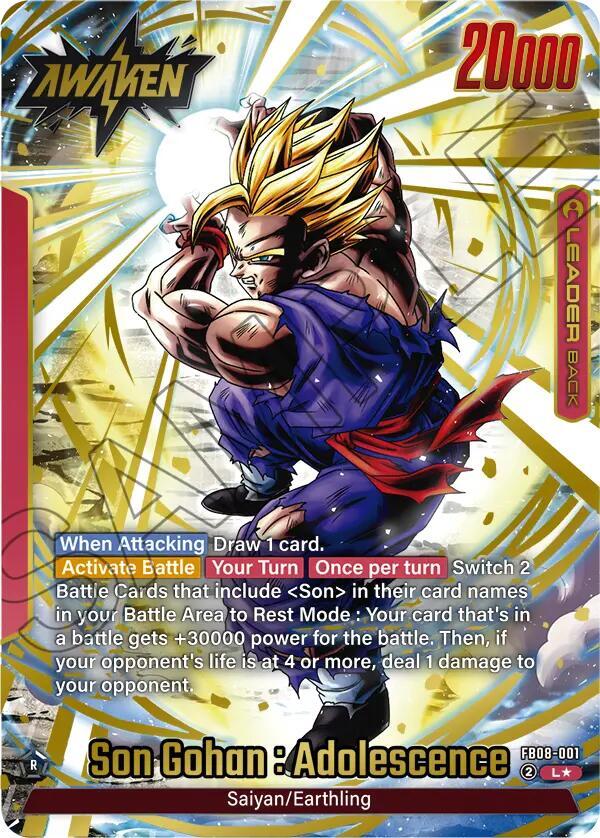 Son Gohan : Adolescence (Alternate Art) FB08-001 card from Saiyan's Pride