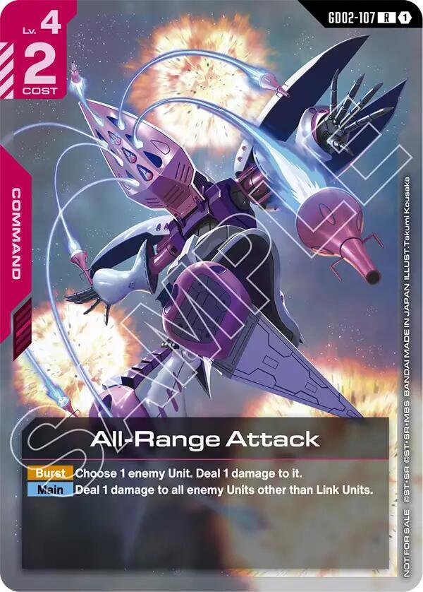 All-Range Attack (Newtype Challenge 2025 Mission 3) GD02-107 card from Gundam Promotional Cards