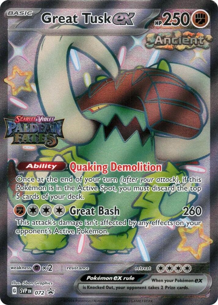 Great Tusk ex (Paldean Fates Stamped) 072 card from Miscellaneous Cards & Products