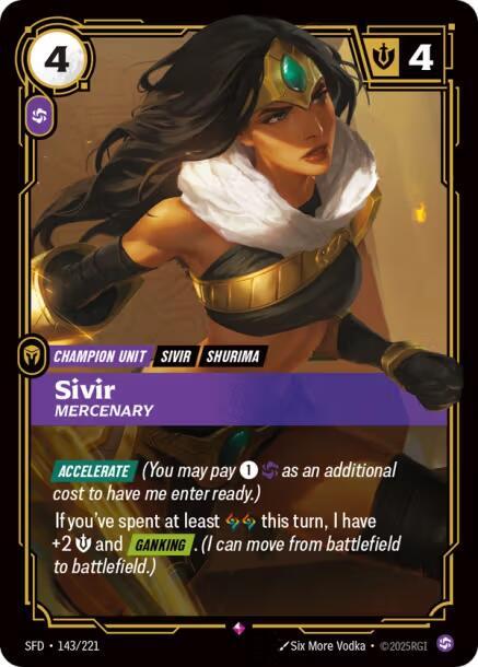 Sivir - Mercenary 143/221 card from Spiritforged