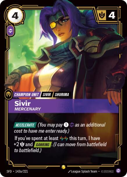 Sivir - Mercenary (Alternate Art) 143a/221 card from Spiritforged