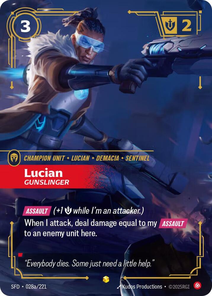 Lucian - Gunslinger (Alternate Art) 028a/221 card from Spiritforged