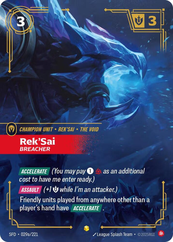 Rek'Sai - Breacher (Alternate Art) 029a/221 card from Spiritforged