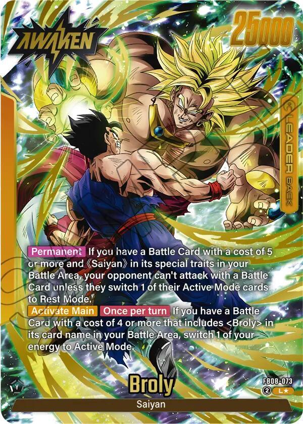 Broly (Alternate Art) FB08-073 card from Saiyan's Pride