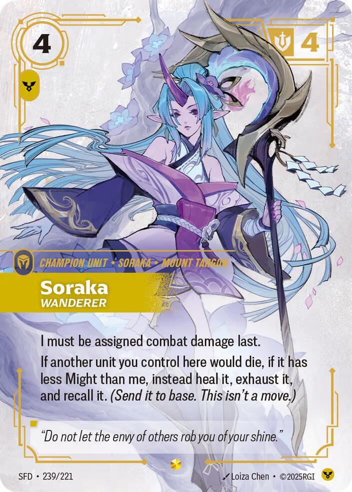 Soraka - Wanderer (Overnumbered) 239/221 card from Spiritforged