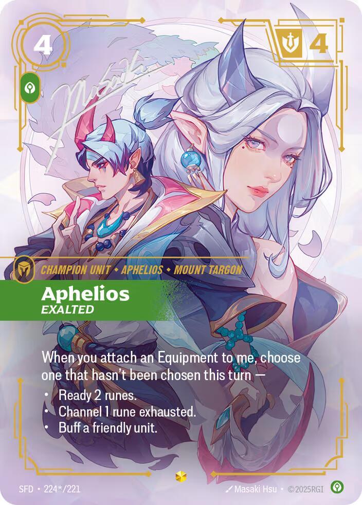 Aphelios - Exalted (Signature) 224*/221 card from Spiritforged