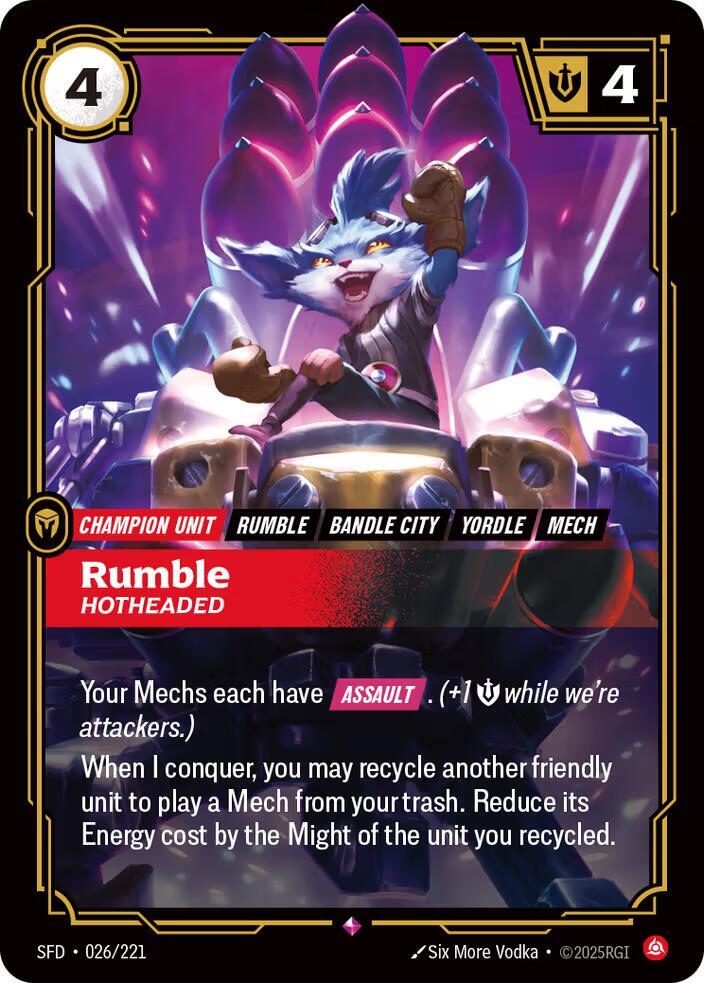 Rumble - Hotheaded 026/221 card from Spiritforged