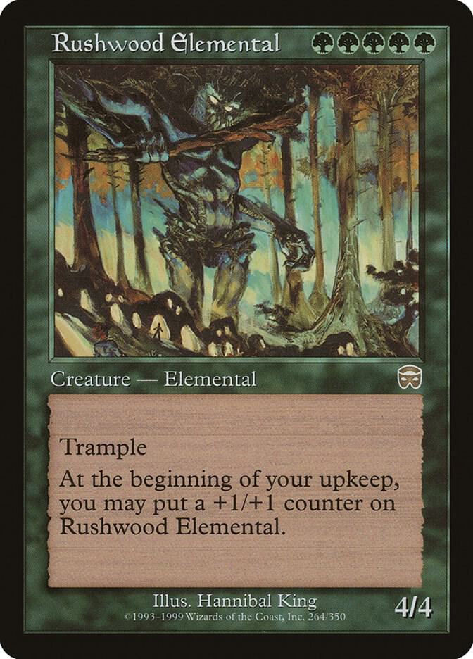 Rushwood Elemental 264 card from Mercadian Masques