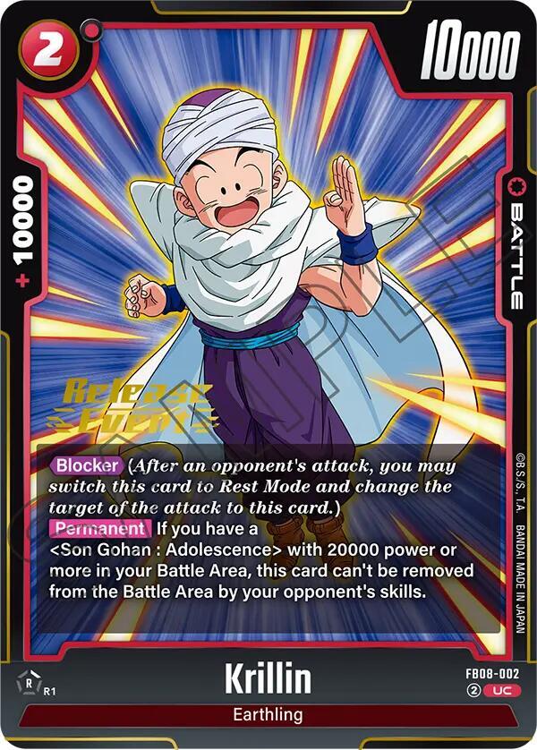 Krillin FB08-002 card from Saiyan's Pride Release Event Cards