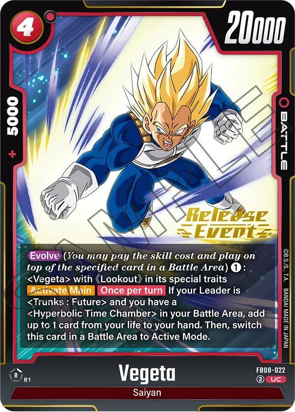 Vegeta FB08-022 card from Saiyan's Pride Release Event Cards