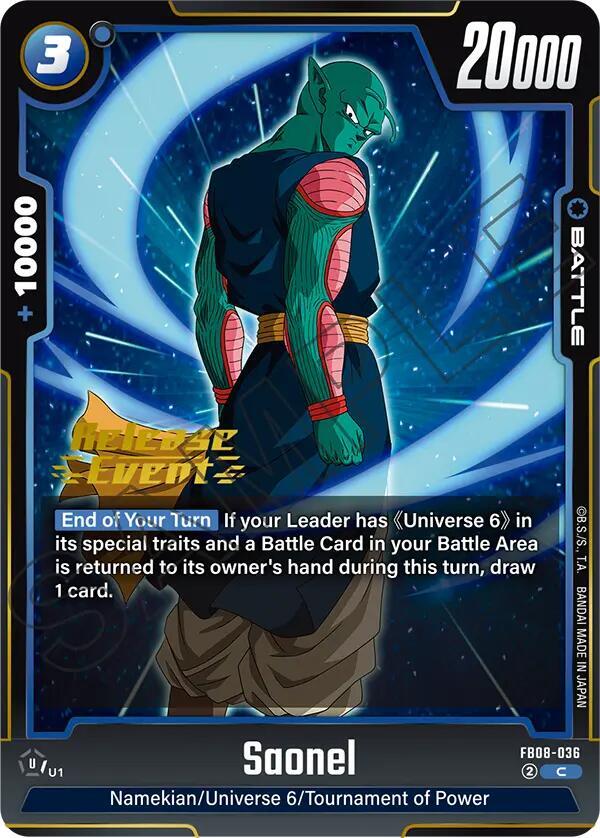 Saonel FB08-036 card from Saiyan's Pride Release Event Cards