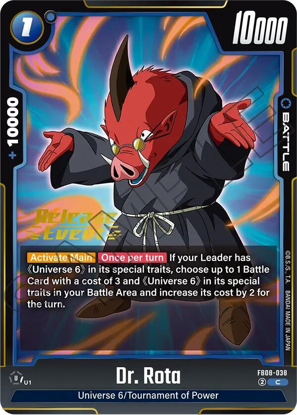 Dr. Rota FB08-038 card from Saiyan's Pride Release Event Cards