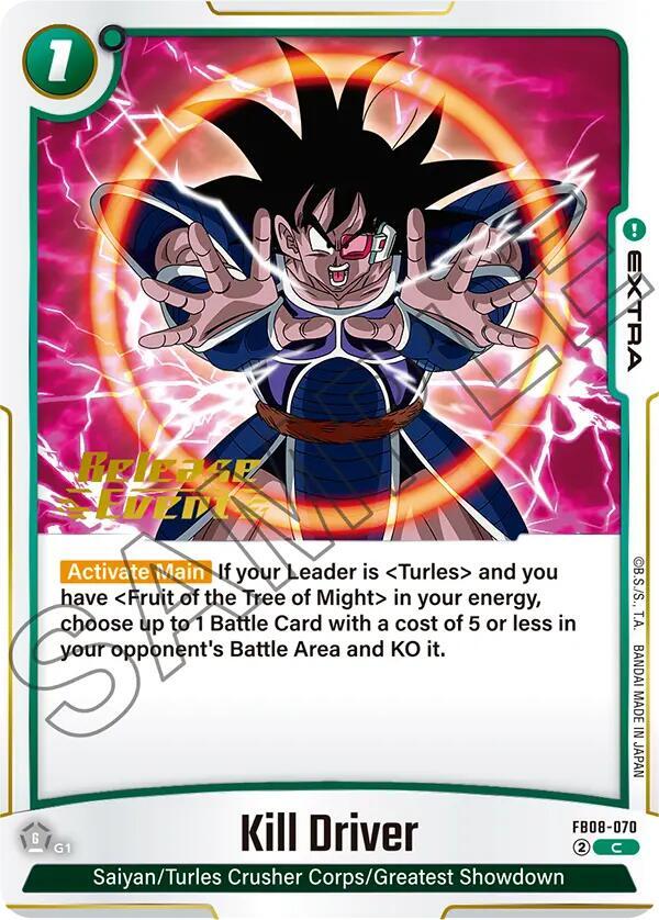 Kill Driver FB08-070 card from Saiyan's Pride Release Event Cards