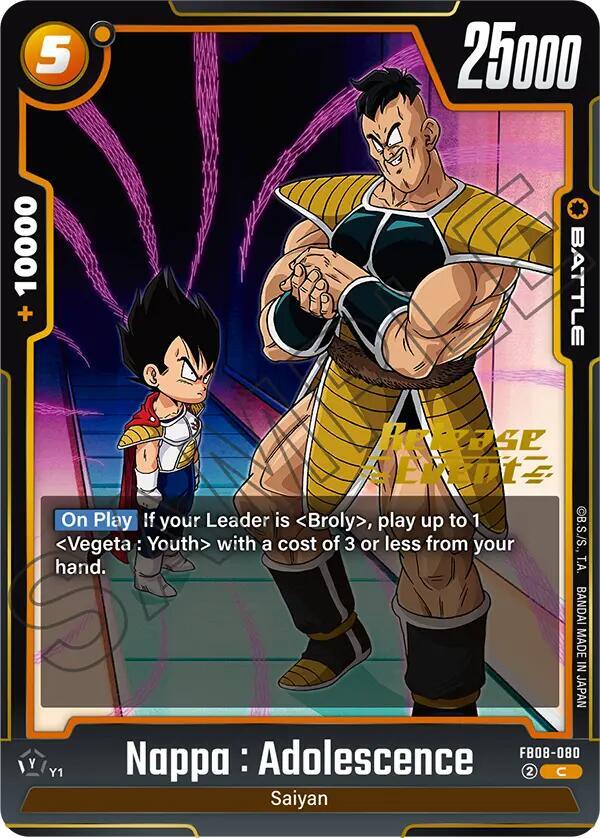 Nappa : Adolescence FB08-080 card from Saiyan's Pride Release Event Cards