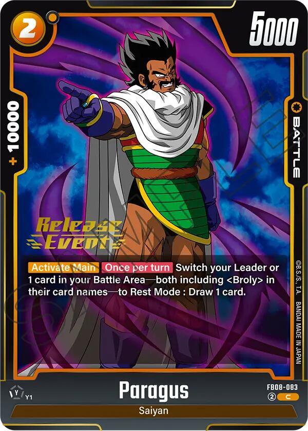 Paragus FB08-083 card from Saiyan's Pride Release Event Cards