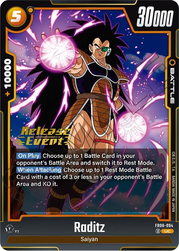 Raditz FB08-094 card from Saiyan's Pride Release Event Cards
