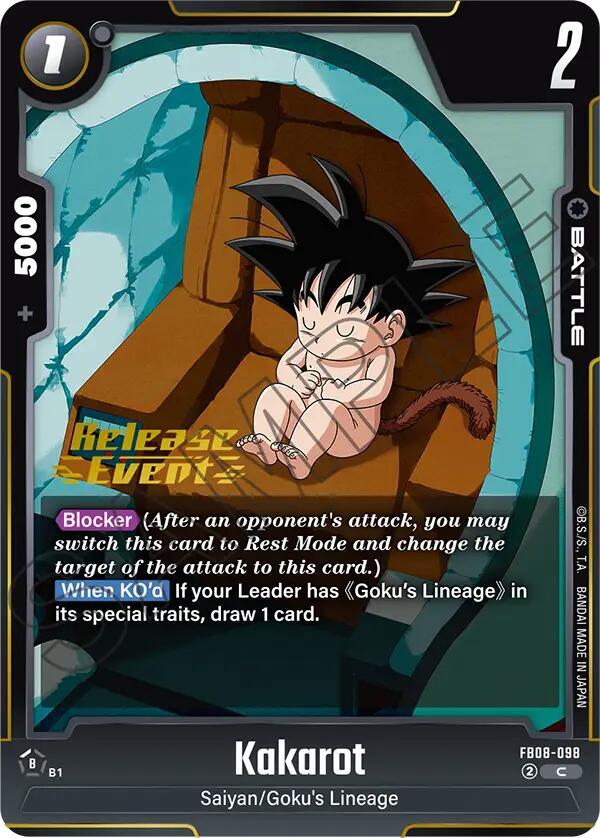 Kakarot FB08-098 card from Saiyan's Pride Release Event Cards