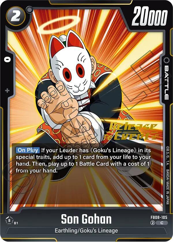 Son Gohan FB08-105 card from Saiyan's Pride Release Event Cards