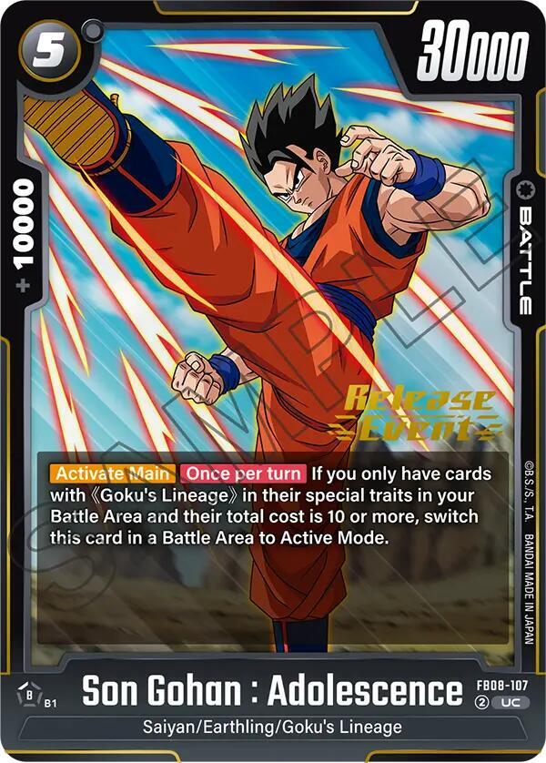 Son Gohan : Adolescence FB08-107 card from Saiyan's Pride Release Event Cards