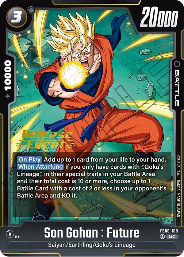 Son Gohan : Future FB08-108 card from Saiyan's Pride Release Event Cards