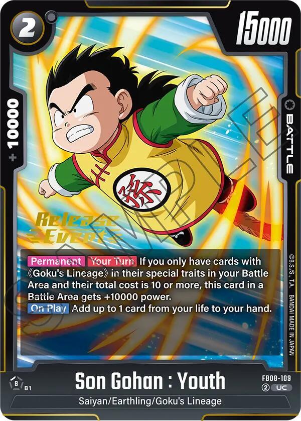 Son Gohan : Youth FB08-109 card from Saiyan's Pride Release Event Cards