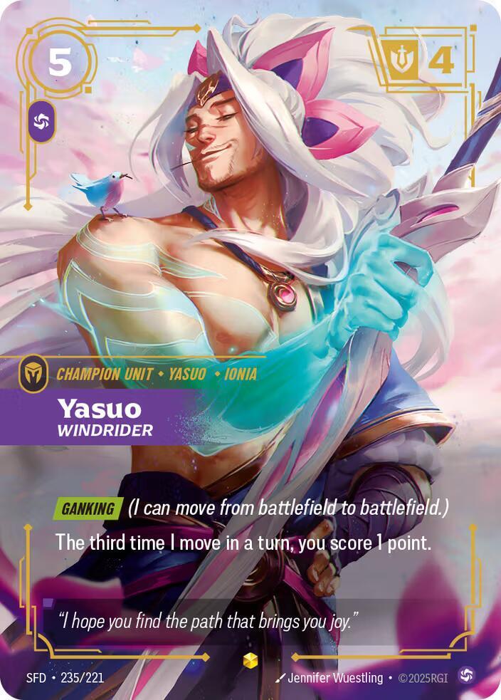 Yasuo - Windrider (Overnumbered) 235/221 card from Spiritforged