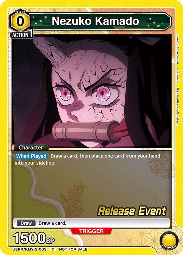 Nezuko Kamado UEPR/KMY-3-003 card from UEX05BT: Demon Slayer: Kimetsu no Yaiba Vol.2 Release Event Cards