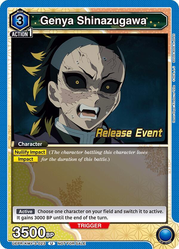 Genya Shinazugawa UEPR/KMY-3-023 card from UEX05BT: Demon Slayer: Kimetsu no Yaiba Vol.2 Release Event Cards