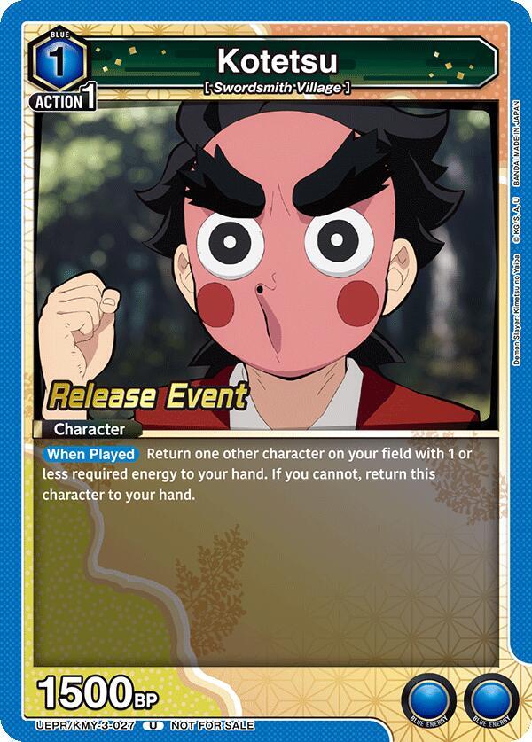 Kotetsu UEPR/KMY-3-027 card from UEX05BT: Demon Slayer: Kimetsu no Yaiba Vol.2 Release Event Cards