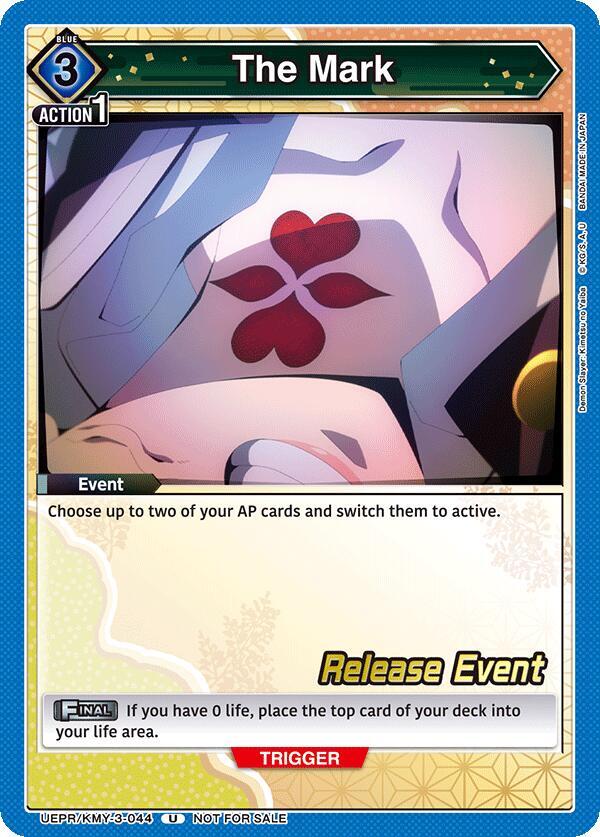 The Mark UEPR/KMY-3-044 card from UEX05BT: Demon Slayer: Kimetsu no Yaiba Vol.2 Release Event Cards