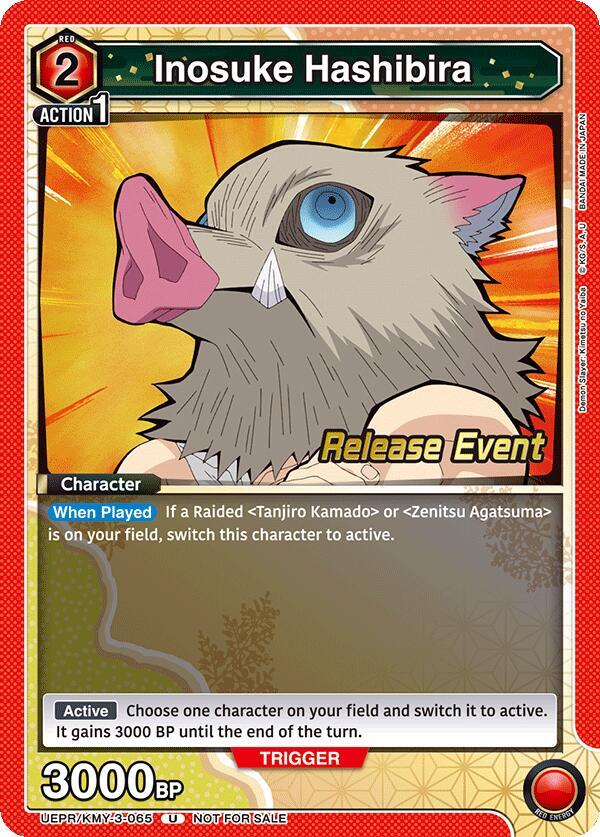 Inosuke Hashibira UEPR/KMY-3-065 card from UEX05BT: Demon Slayer: Kimetsu no Yaiba Vol.2 Release Event Cards