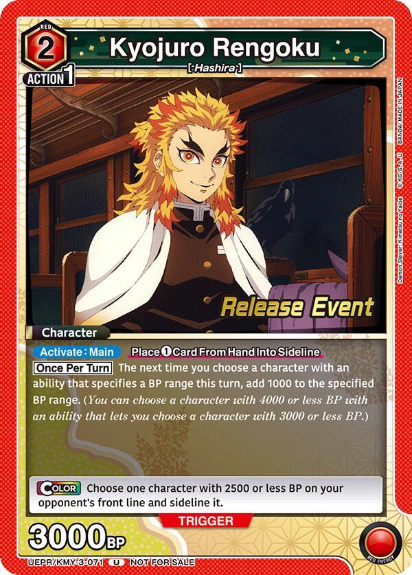 Kyojuro Rengoku UEPR/KMY-3-071 card from UEX05BT: Demon Slayer: Kimetsu no Yaiba Vol.2 Release Event Cards