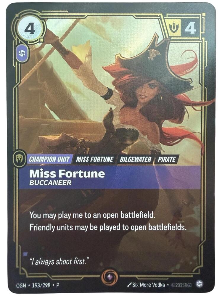 Miss Fortune - Buccaneer 193/298 card from Riftbound Organized Play Promotional Cards