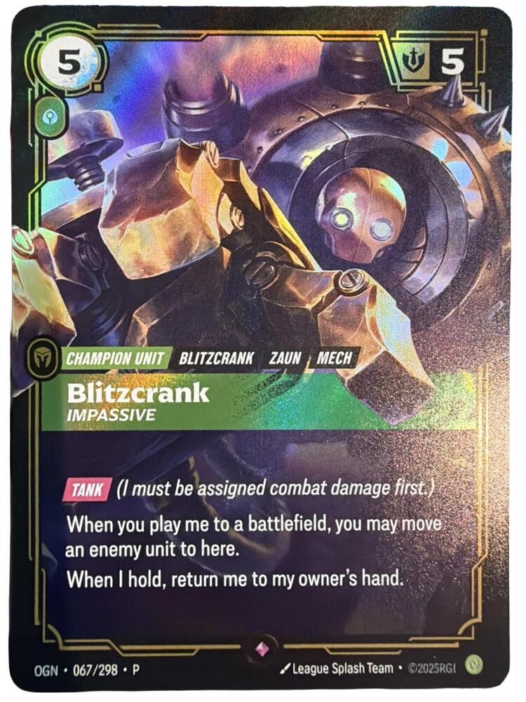 Blitzcrank - Impassive 067/298 card from Riftbound Organized Play Promotional Cards