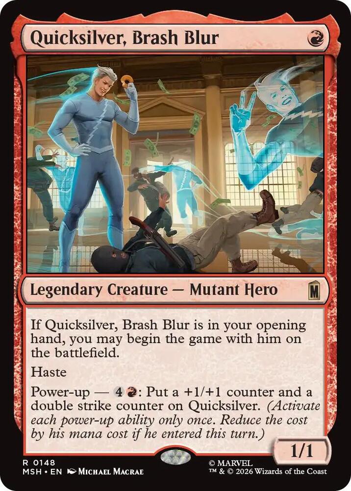 Quicksilver, Brash Blur 148 card from Marvel Super Heroes