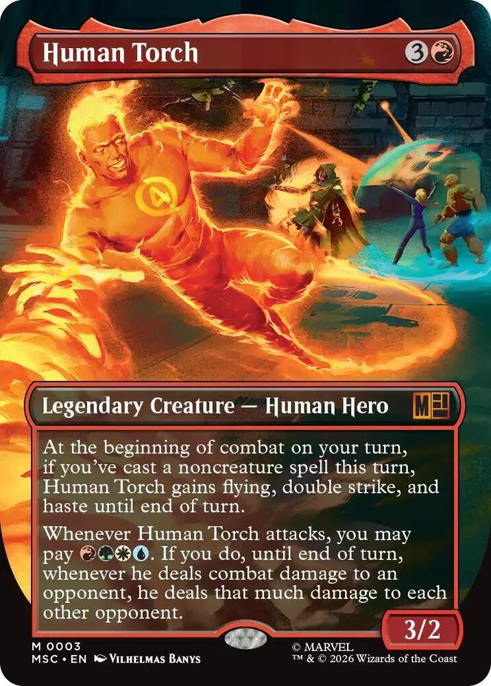 Human Torch (Borderless) 3 card from Commander: Marvel Super Heroes