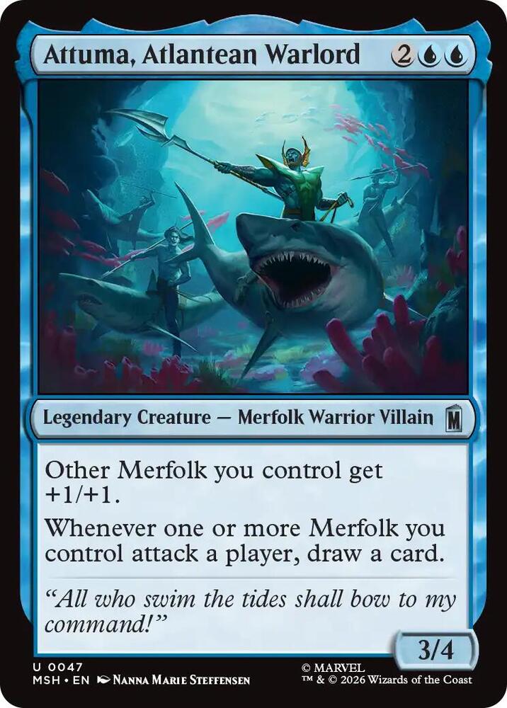 Attuma, Atlantean Warlord 47 card from Marvel Super Heroes