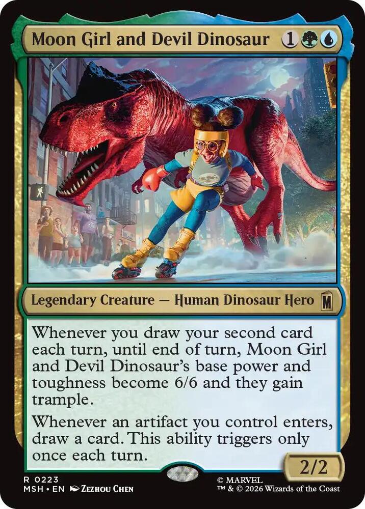 Moon Girl and Devil Dinosaur 223 card from Marvel Super Heroes