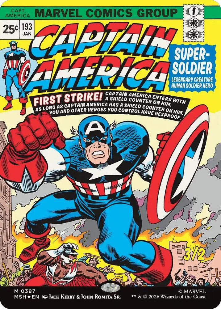 Captain America, Super-Soldier (Borderless) 387 card from Marvel Super Heroes