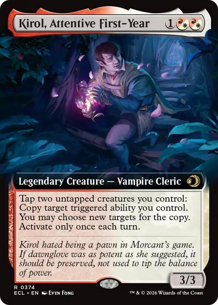 Kirol, Attentive First-Year (Extended Art) 374 card from Lorwyn Eclipsed