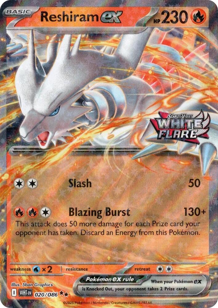 Reshiram ex (White Flare Stamped) 020/086 card from Miscellaneous Cards & Products