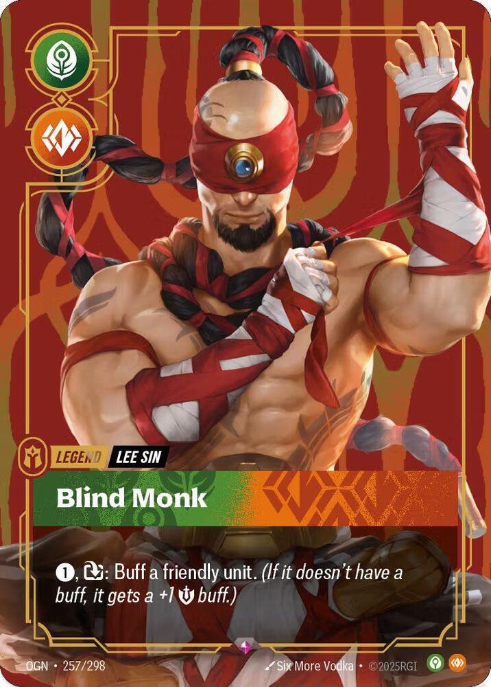 Lee Sin - Blind Monk (Metal) 257/298 card from Riftbound Organized Play Promotional Cards