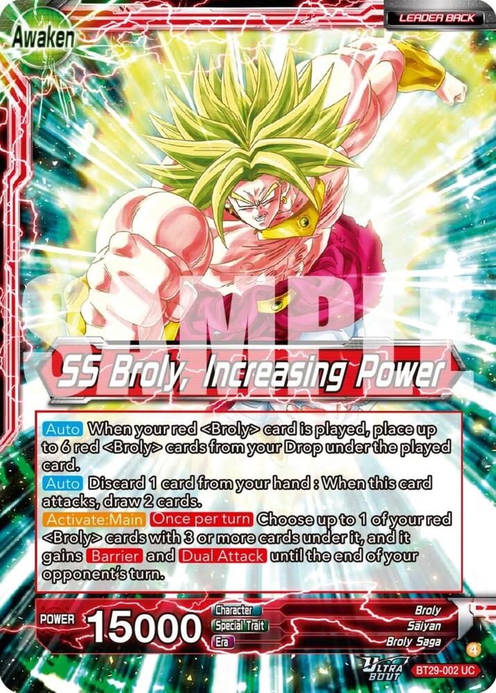 Broly // SS Broly, Increasing Power BT29-002 card from Fearsome Rivals
