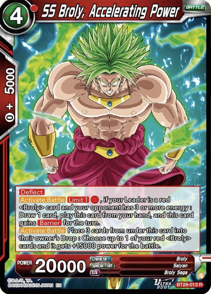 SS Broly, Accelerating Power BT29-013 card from Fearsome Rivals