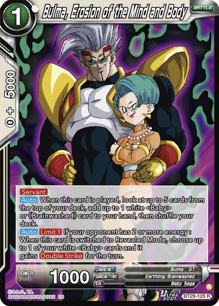 Bulma, Erosion of the Mind and Body BT29-125 card from Fearsome Rivals