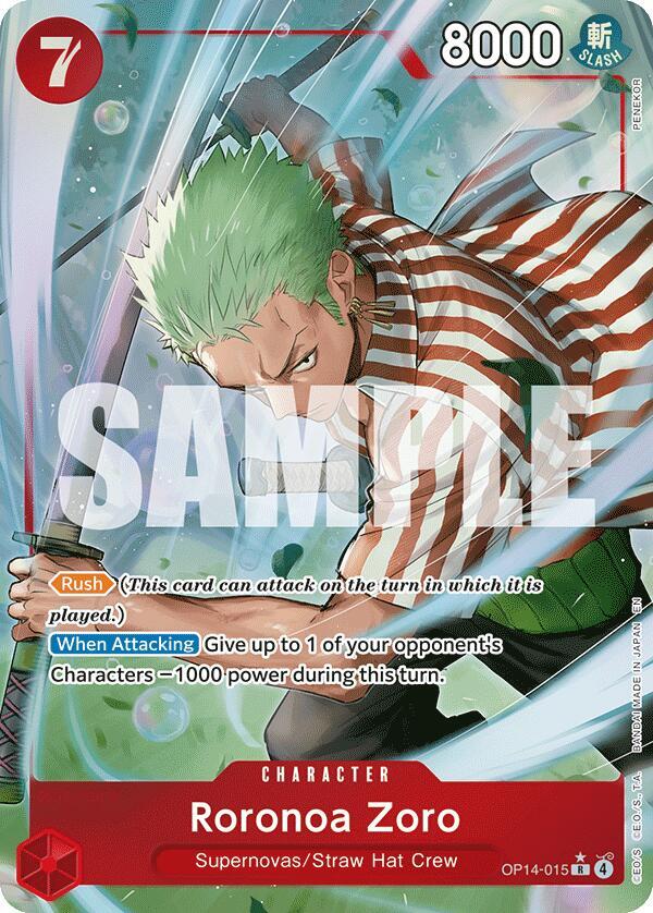 Roronoa Zoro (Alternate Art) OP14-015 card from The Azure Sea's Seven