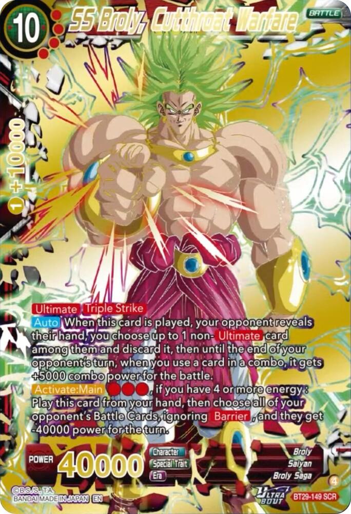 SS Broly, Cutthroat Warfare BT29-149 card from Fearsome Rivals